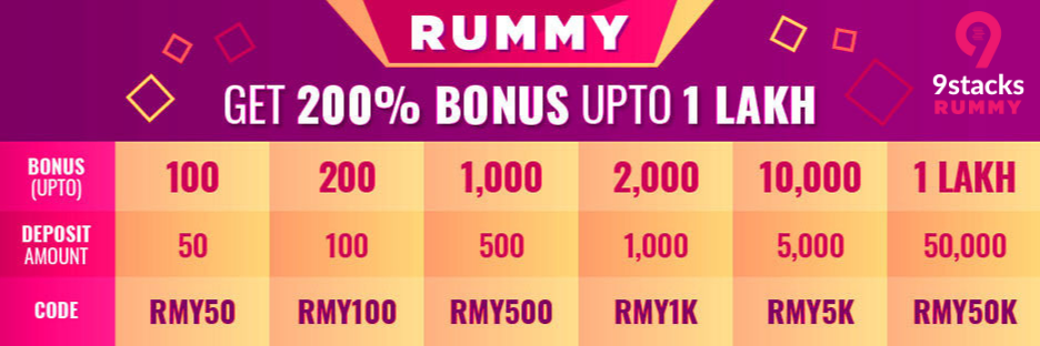 9stacks Rummy Deposit offers