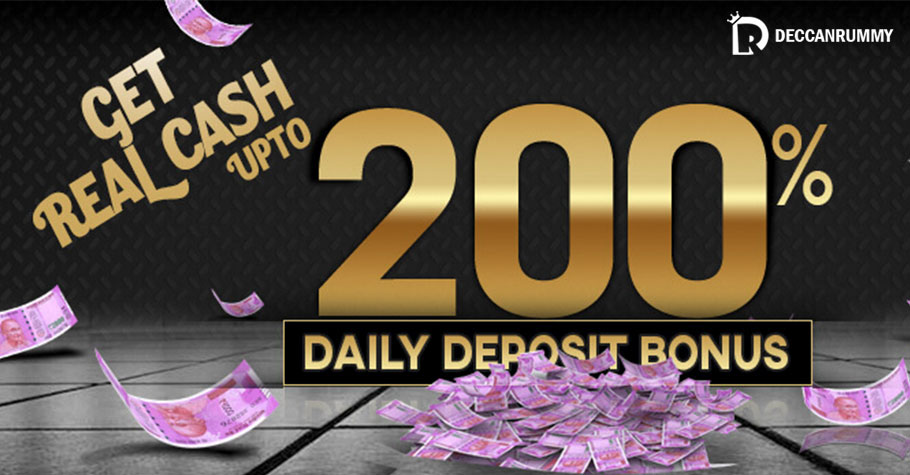 Avail 200% Deposit Bonus, Only On Deccan Rummy