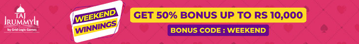 Taj Rummy’s Weekend Winnings Offer Up To 50% Bonus!